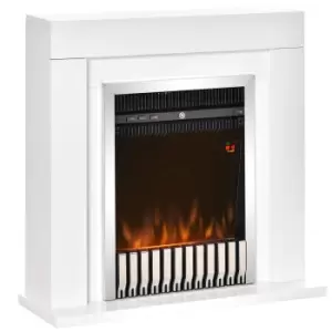 Image of HOMCOM Electric Fireplace Suite with Remote Control, Freestanding Fireplace Heater with Flame Effect, 1kW/2kW, Overheat Protection, White