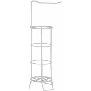 Image of Premier Housewares - Toilet Roll Holder With White Metal Stand Stainless Steel Holders For Washroom Split Structure Roll Holders W21 X D20 X H62cm
