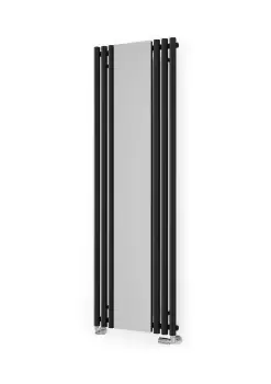 Image of Terma Rolo Mirror Matt Black Vertical Designer Radiator, (W)590mm X (H)1800mm