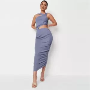 Image of Missguided Asym Strap Midaxi Dress Rib - Purple