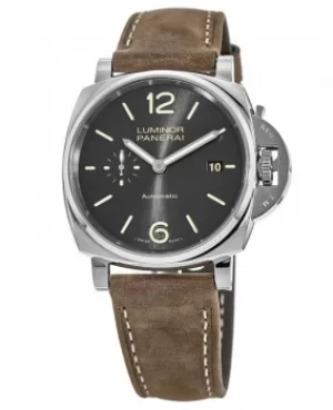 Image of Panerai Luminor Due 42mm Automatic 3 Days Grey Dial Brown Leather Strap Mens Watch PAM00904 PAM00904