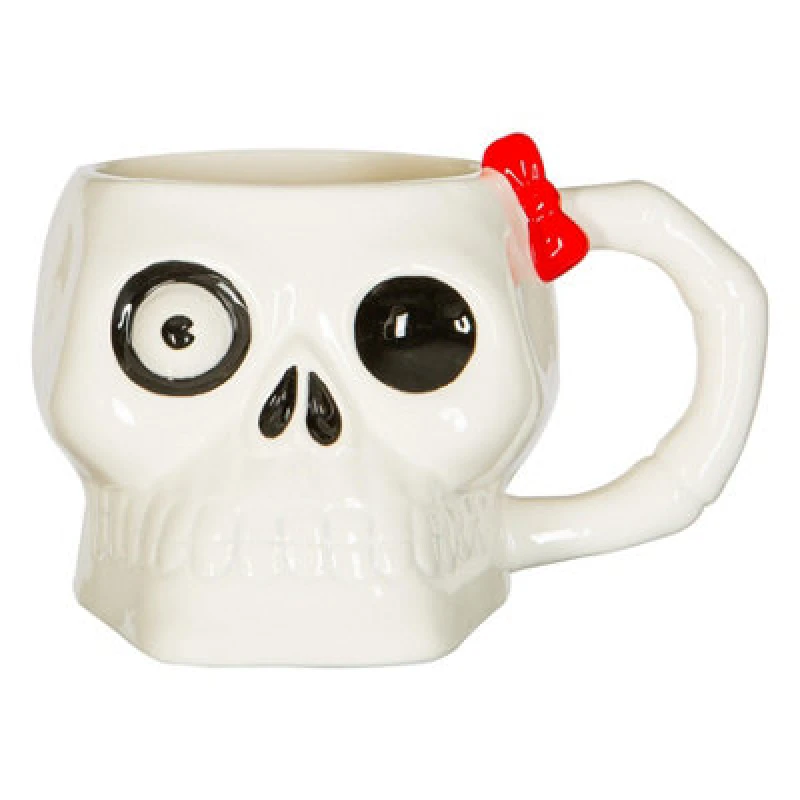 Image of Fax Potato Halloween Skull Mug - 750Ml Stoneware Coffee Cup, Spooky Novelty Tableware For Tea, Coffee & Hot Chocolate