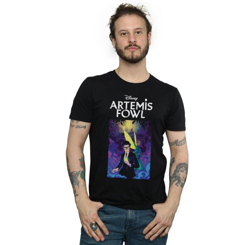 Image of Disney Men Artemis Fowl Book Cover T-Shirt in Black Size: Small Black S Male 5059400879841