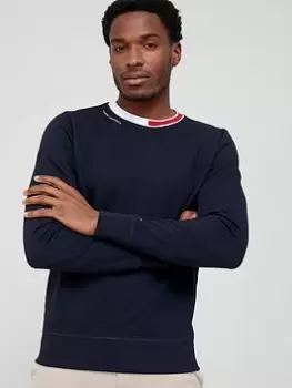 Image of Tommy Hilfiger Jacquard Rib Collar Sweatshirt - Desert Sky