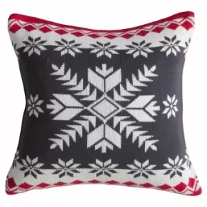 Image of Crossland Grove Knitted Fairisle Scandi Cushion Charcoal 450x450mm