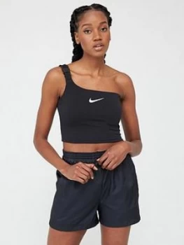 Image of Nike Nsw Swoosh Aysymmetric Crop Tank Top - Black