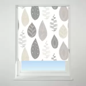 Image of Universal Patterned Leaf Neutral Blackout Roller Blind Natural