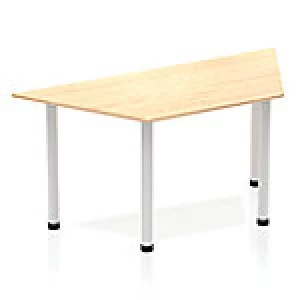 Image of Impulse Trapezium Table 1600 Maple Post Leg Silver