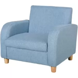 Image of Homcom - HOCMOM Linen Child Armchair Wood Frame w/ Padding Seat Low-Rise Bedroom Blue