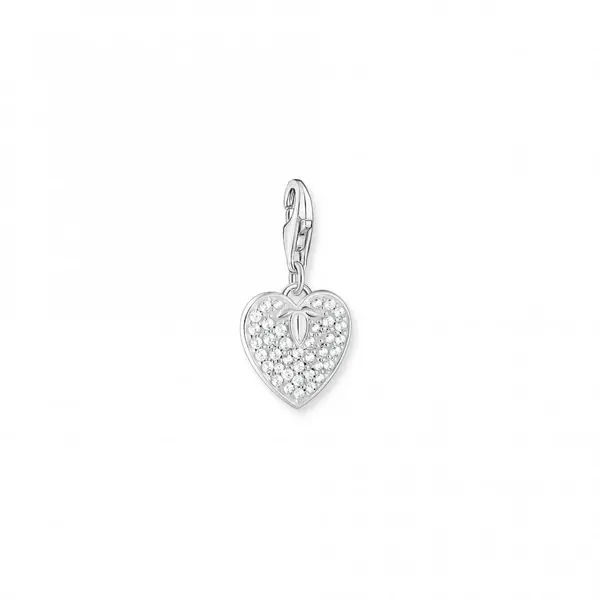 Image of Thomas Sabo Charm Club Silver Zirconia White Heart Charm 1864-051-14
