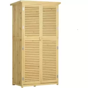 Image of Outsunny - 87 x 47 x 160cm Wooden Garden Storage Shed w/ Asphalt Roof, Natural - Natural wood finish
