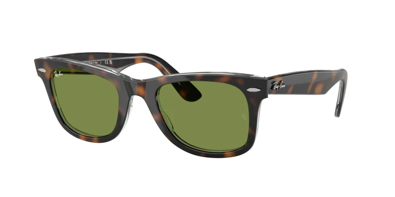 Image of Ray - Ban Unisex Ray - Ban RB2140 WAYFARER 14134E Sunglasses Acetate Turtle Green Squared Normal Turtle Sunglasses Unisex Acetate