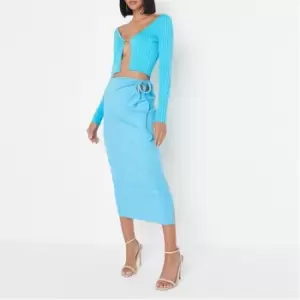 Image of Missguided Side Midaxi Skirt - Blue