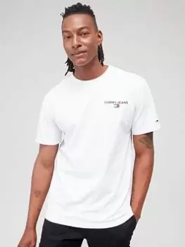 Image of Tommy Jeans Classic Linear Back Print T-Shirt - White, Size L, Men