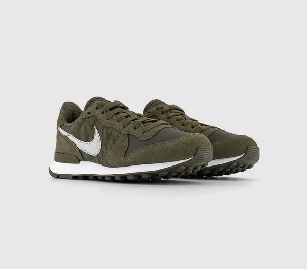 Image of Nike Womens Internationalist Trainers Medium Olive White, 3