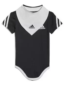 Image of Adidas Infant Future Icons Babygrow and Bib Gift Set - Black/White