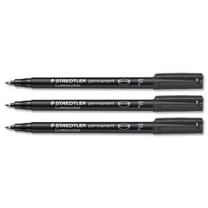 Image of Staedtler Lumocolour 318 0.6mm Permanent Universal Pen Black 1 x Pack of 10 Pens