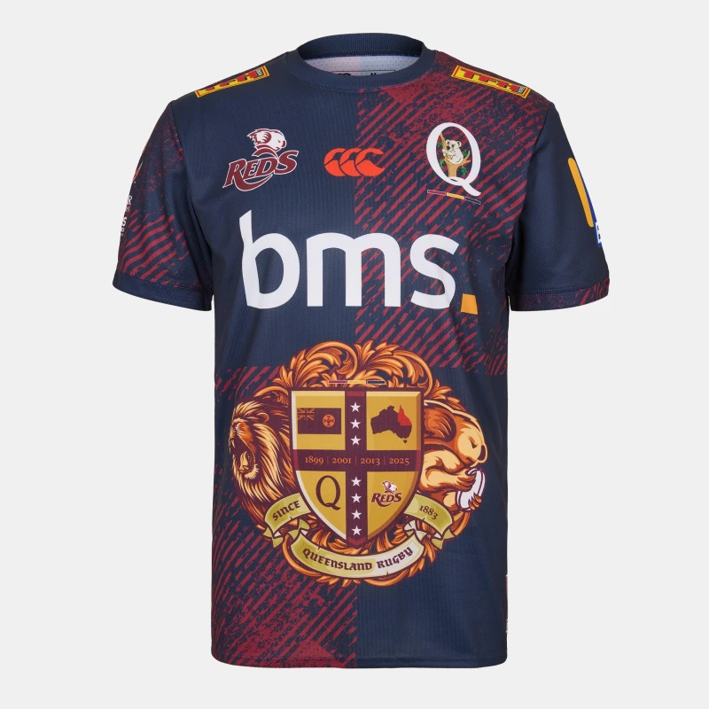 Image of Canterbury Queensland Reds Warm-Up T-Shirt 2025 Adults Navy male L