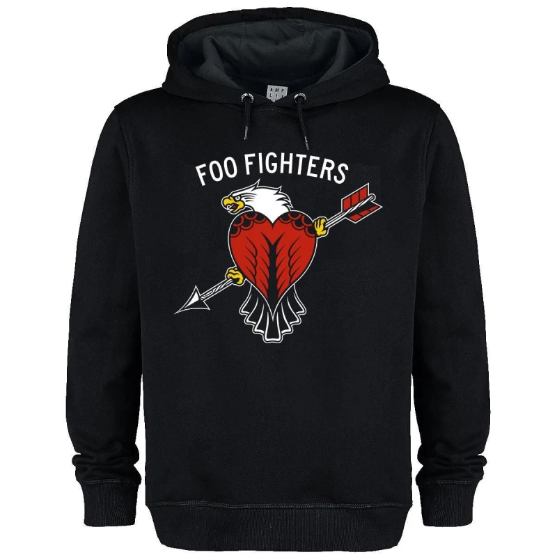 Image of Amplified Amplified Men Eagle Tattoo Foo Fighters Hoodie in Black Size: X-Small Black XS Male 5063425486632