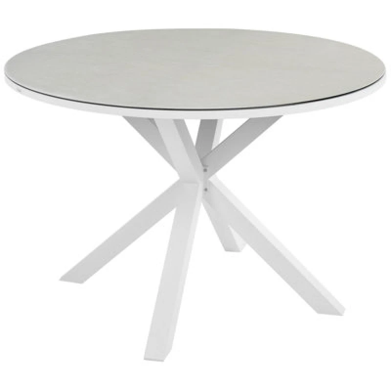 Image of Beliani Garden Dining Table Maletto 120 Cm 120 Cm Glass Taupe