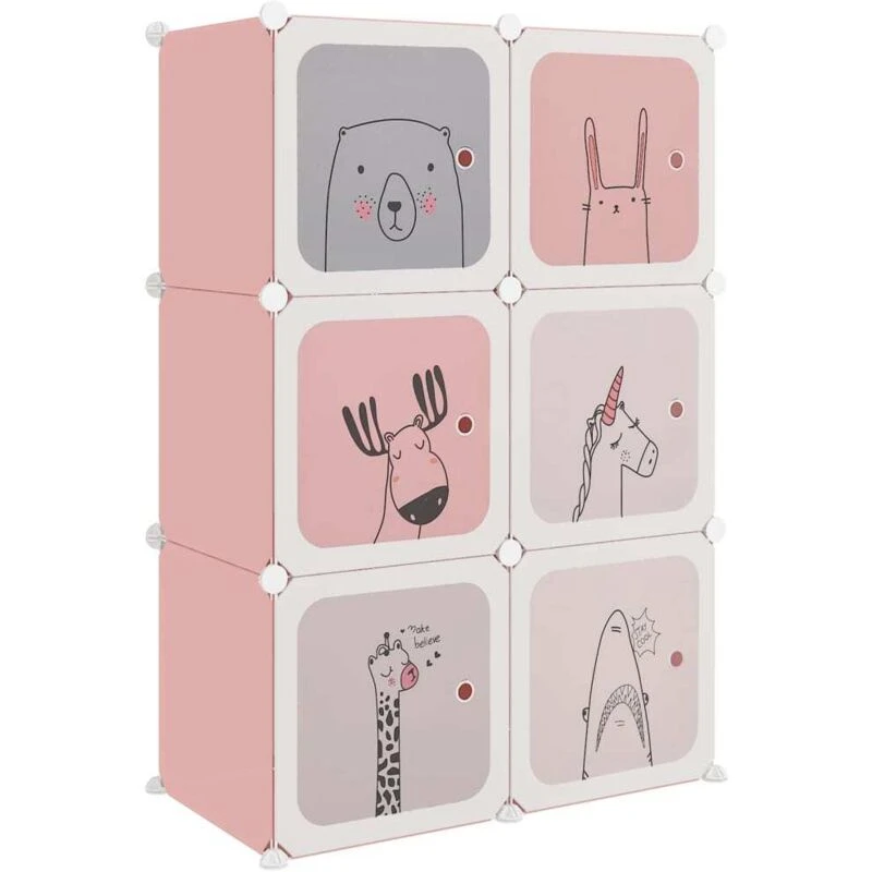 Image of VIDAXL Vidaxl - Cube Storage Cabinet for Kids with 6 Cubes Pink pp 8720286849811