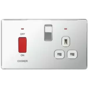 Image of BG Chrome 45A Cooker Connection Unit Switched Socket - White - Chrome