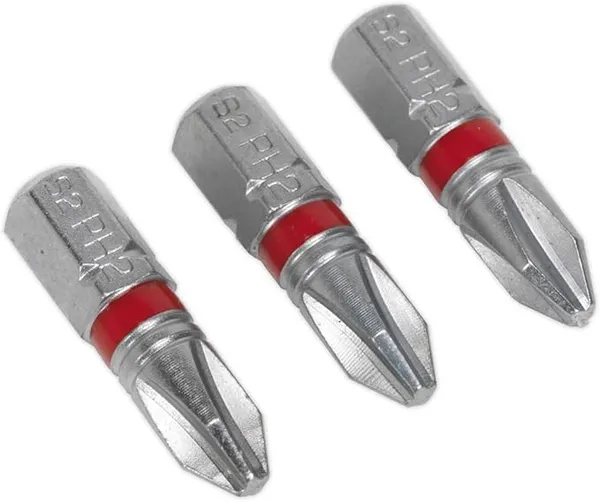 Image of Sealey AK210502 Power Tool Bits Phillips #2 Colour-Coded S2 25mm 3pc