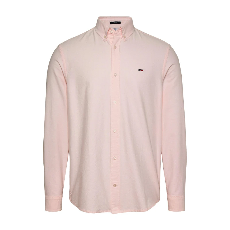 Image of Tommy Jeans Mens Long Sleeve Oxford Shirt Precious Pink male S