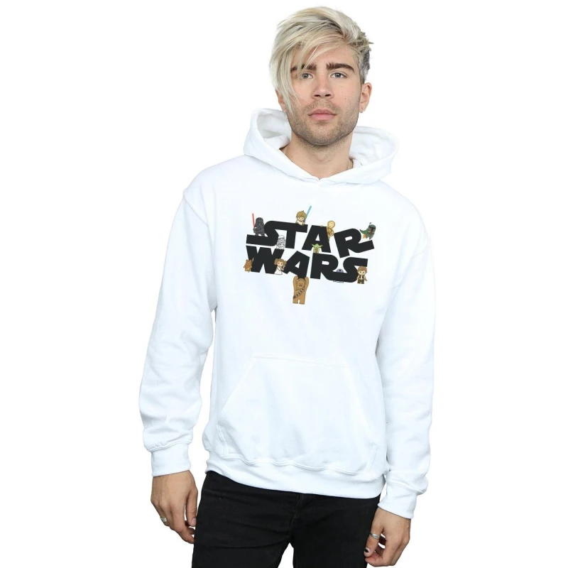 Image of Star Wars Star Wars Men Kiddie Logo Hoodie in White Size: Small White S Male 5059308849120