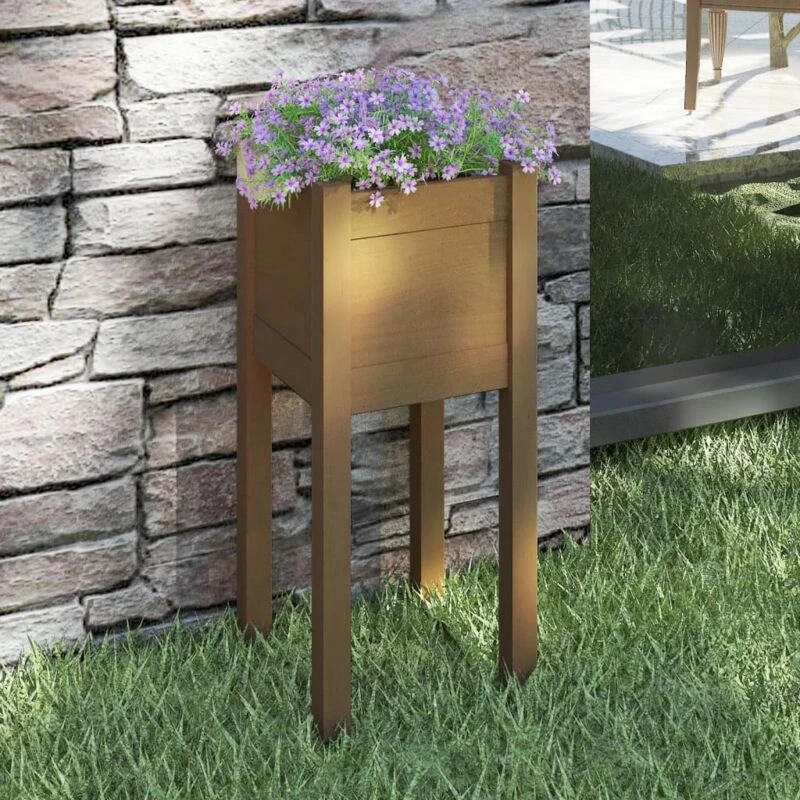 Image of VIDAXL Vidaxl - Garden Planter Honey Brown 31x31x70cm Solid Pinewood 8720286815168