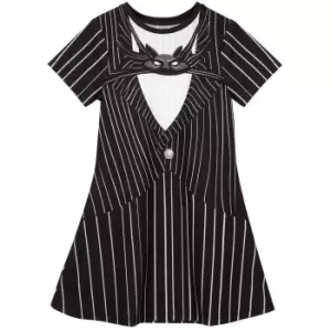 Image of Nightmare Before Christmas Girls Jack Skellington Costume Dress (3-4 Years) (Black/White)