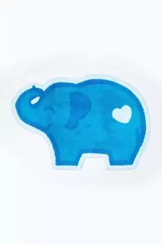 Image of Cotton Washable Tufted Blue Elephant Rug