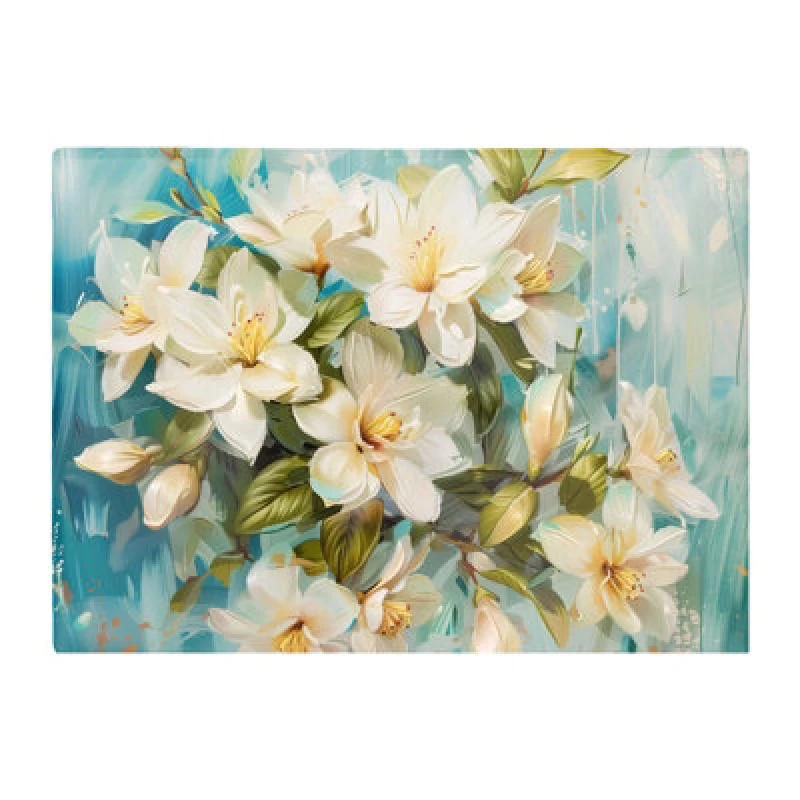 Image of Warren Reed Designer Fresh Jasmine In Blue Hue Chopping Board
