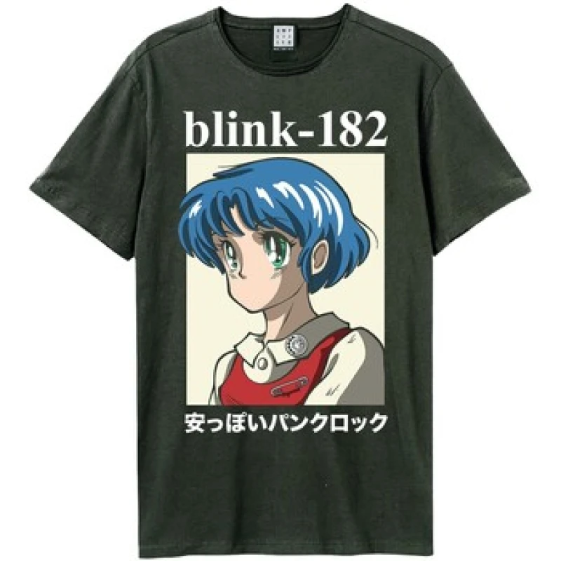 Image of Amplified Amplified Men Anime Blink 182 T-Shirt in Charcoal Size: X-Small Charcoal XS Male 5063703944298