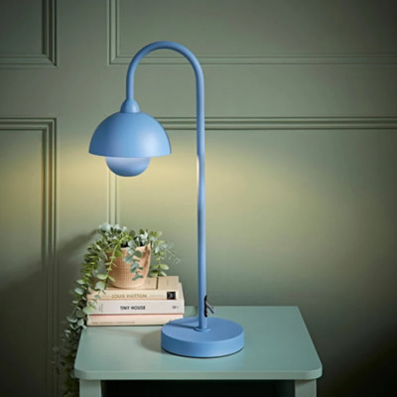 Image of ValueLights ValueLights Tilly Pastel Arched Dome Shade Metal Table Lamp with LED Bulb in Bright Blue Bright Blue One Size Unisex 5059406065842