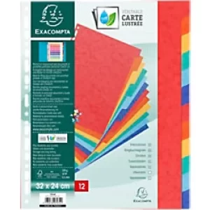 Image of Exacompta Dividers 225gsm, 330x240, 12 Part, Plain, Pack of 25