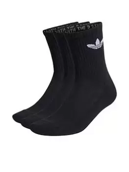 Image of adidas Originals Mid Cut Trefoil Cushion Crew Sock - Black/White Size M Men