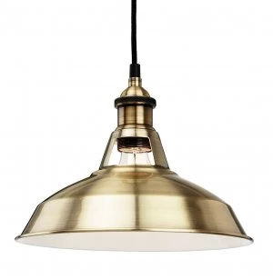 Image of 1 Light Dome Ceiling Pendant Antique Brass, E27