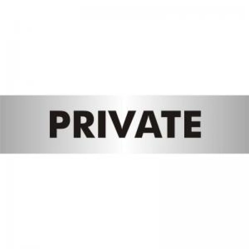 Image of Stewart Superior Seco Sliding Sign PRIVATE Reversed Printed Acrylic Door Sign Brushed Aluminium Composite 190 x 45mm - BAC116 BAC116