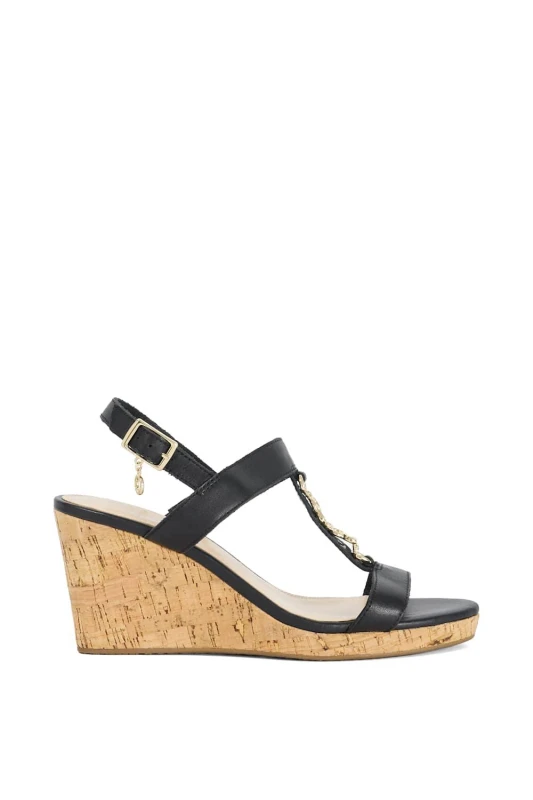 Image of Dune London Womens 'Kasslie' Leather Wedges in Black Size: 5 Black Female 5