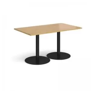 Image of Monza rectangular dining table with flat round Black bases 1400mm x