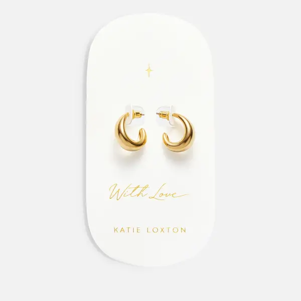 Image of Katie Loxton Womens With Love Signet Hoop Earrings - Gold