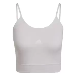 Image of adidas AEROKNIT Seamless Crop Top Womens - Almost Pink / White