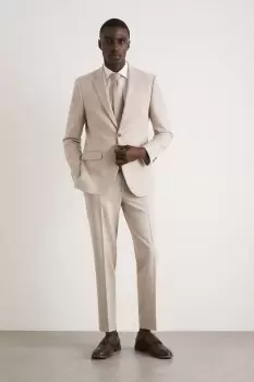 Image of Skinny Fit Neutral Semi Plain Suit Trousers