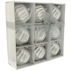 Image of Christmas Shop Decorated Christmas Baubles (Set Of 9) (One Size) (Matt Silver)