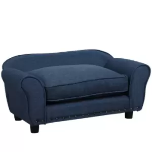 Image of PawHut Dog Sofa for XS and S Size Dogs, Pet Chair Couch with Thick Sponge Padded Cushion, Kitten Lounge Bed with Washable Cover, Wooden Frame - Blue