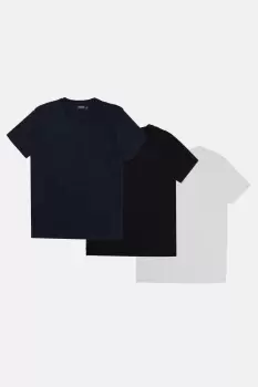 Image of 3 Pack Black White And Navy Crew Neck T-Shirts