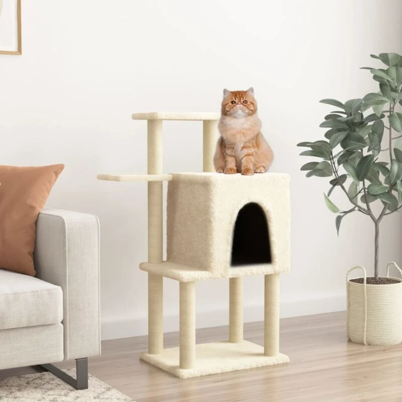 Image of VIDAXL Cat Tree with Sisal Scratching Posts Cream 97cm Vidaxl 8720845417031