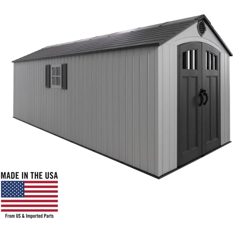 Image of Lifetime Products 8' x 20' Outdoor Storage Shed, Grey 60470