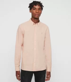 Image of AllSaints Mens Prospect Shirt, Pink, Size: S
